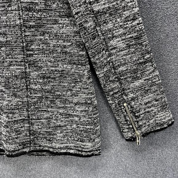 Karl Lagerfeld Jacket Womens XL Tweed Full Zip Blazer Raw Hem Black White - Picture 13 of 14